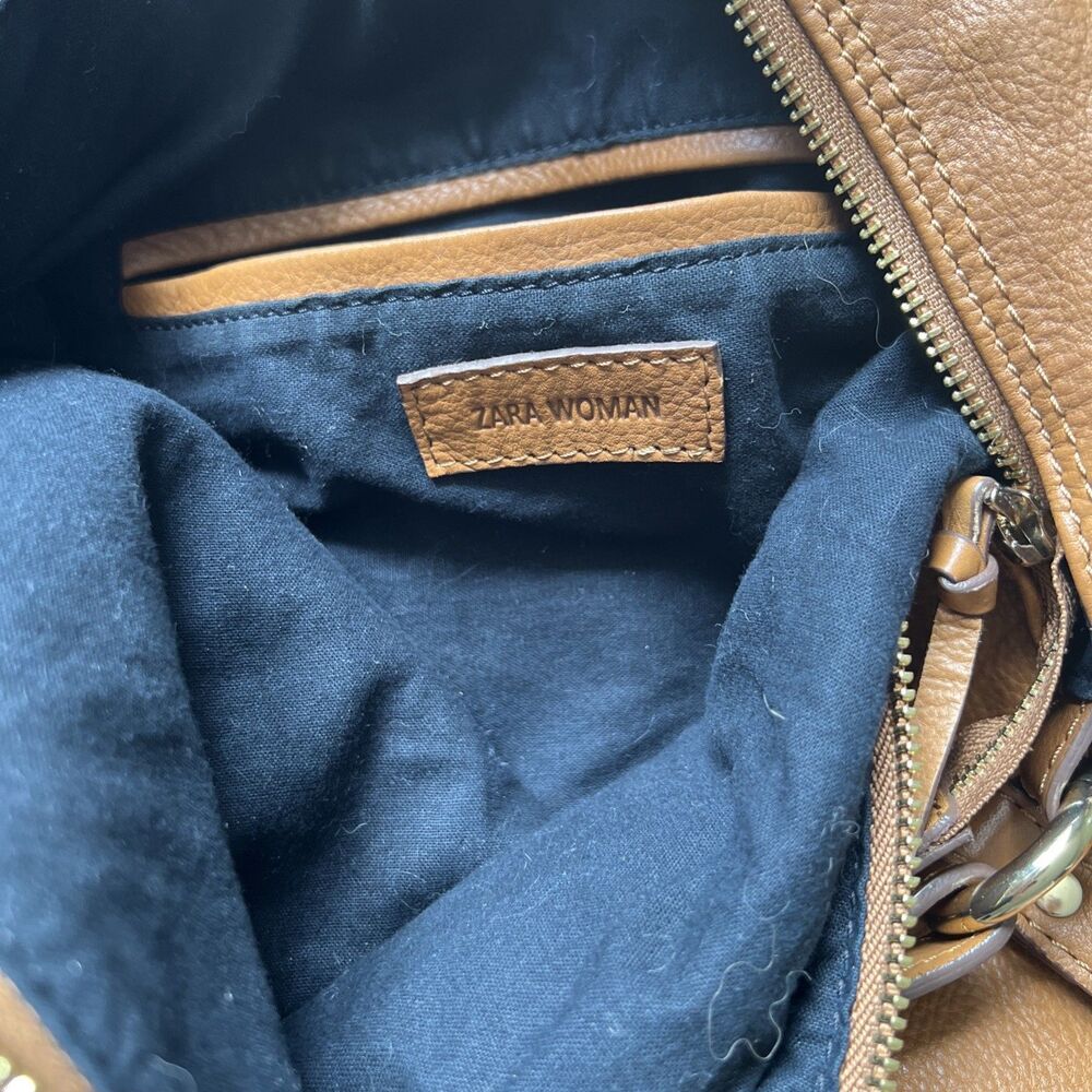 Zara Man/Women Brown Large Cow Leather Bag Backpack Convertible💖EXCELLENT💖 - Picture 7 of 12